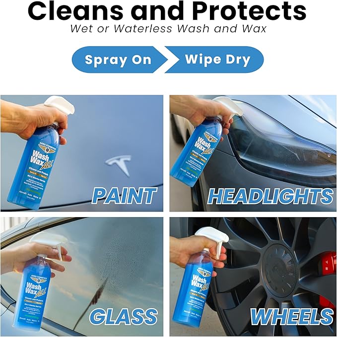 Aero Cosmetics Wash All Multi-Purpose Cleaner Degreaser and Wash Wax All Wet or Waterless Wash and Wax for Your Car, RV, & Boat. 32oz Kit
