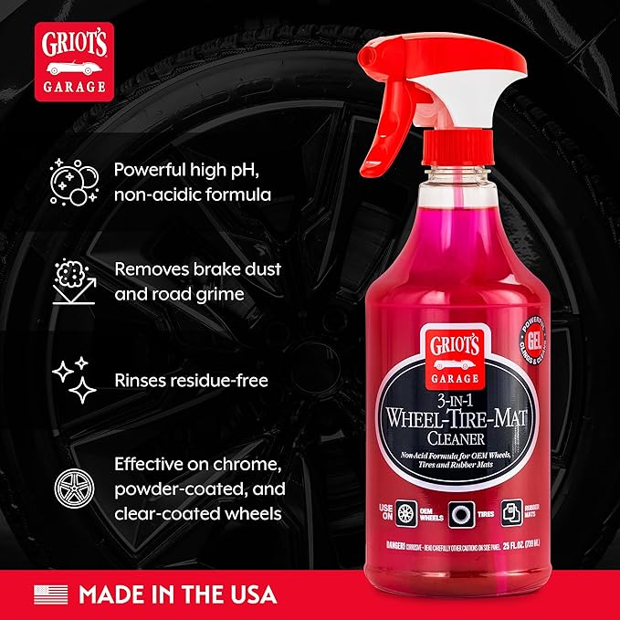 Griot's Garage 3-in-1 Wheel-Tire-Mat Cleaner for Car Detailing, Auto Cleaning Gel for Trucks, SUVs, Jeeps, RVs and More, 10825, 25oz