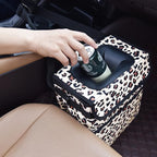 SIBOFUEGO Cute Car Trash Can with Lid – Multipurpose Collapsible Trash Bin for Car, Leak-Proof Organizer, Waterproof Garbage Can with Storage Pockets & Adjustable Straps, 2 Gallons (Leopard Print)