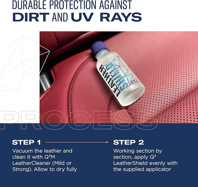 GYEON Q² LeatherShield – Durable SiO₂ Ceramic Leather Coating - Invisible Protection against Dirt, Liquids, Dye and UV Rays - Suitable for All Modern Leathers – 100 ml Supplied as 2x50ml