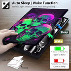 Case for Kindle Scribe,360 Degree Rotating Swivel PU Leather Stand Flip Folio Cover with Auto Wake/Sleep for Amazon Kindle Scribe Cover 10.2 Inch (2024/2022 Release),Green Purple Skull