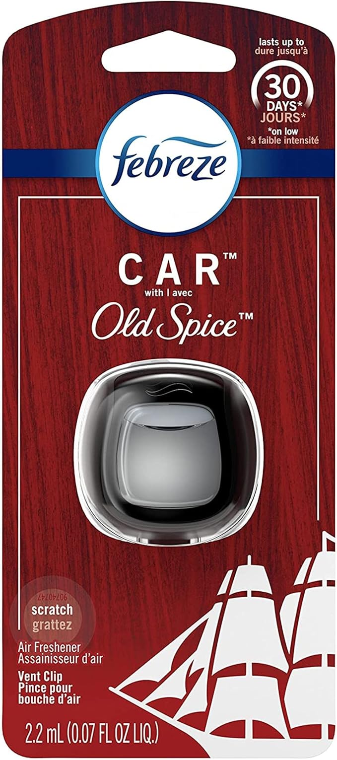 Febreze Car Odor-Eliminating Air Freshener Vent Clip, Original Old Spice Scent, 1 count