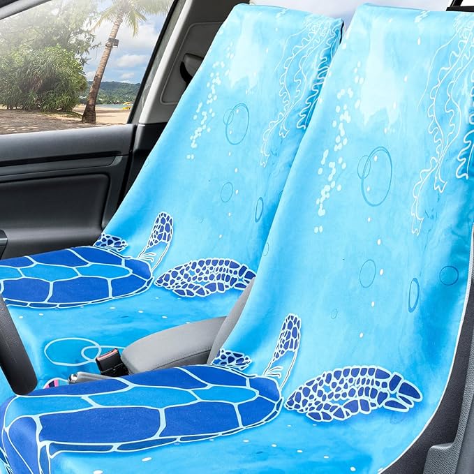 Hahafelt Car Seat Towel Covers with Storage Bag Seat Post Workout Sweat Cover Washable Non Slip for Car Towel for Dog Pet Workout Outdoor Sport Activities(Sea Turtles)