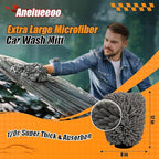 Car Wash Mitt Microfiber, Premium Chenille Microfiber Wash Car Mitts Sponge Scratch Free & Lint-Free, Mitts Waterproof Lining 4 Pack Gray(8''X12'')