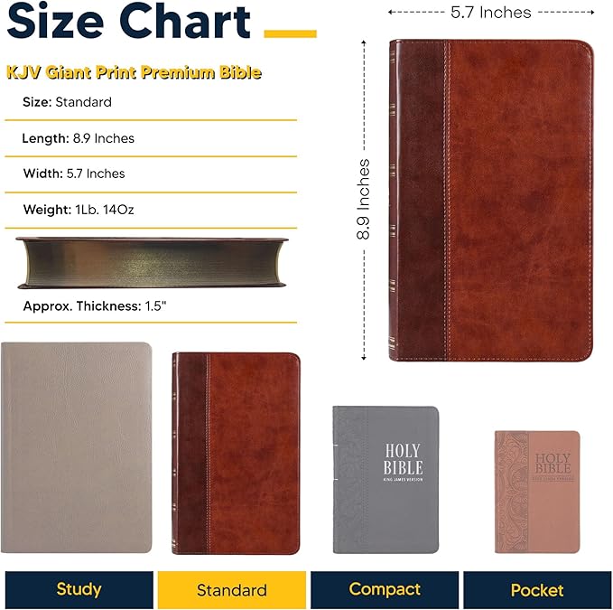 Personalized KJV Holy Bible Faux Leather King James Version Premium Holy Bible | Giant Print | Words of Christ in Red | Custom Engraved with Name | Gift for Christian & Religious Celebrations | Brown