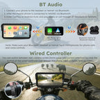 Carpuride W603DT for Motorcycle CarPlay & Android Auto & TPMS - HD1080p Dash Cam, 6.3-inch Waterproof Rotatable Touchscreen for Navigation, Bluetooth, Loop Recording, Wired Controller