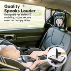 KeaBabies Baby Car Seat Mirror - Wide Shatterproof Backseat Infant Car Mirror for Baby Rear Facing, Crystal Clear View, Travel Accessories, Easy Install & Adjust for Removable Headrest (Matte Black)
