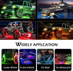 4 PCS RGB LED Rock Lights, LEDs High Brightness Waterproof Neon underglow Kit with Bluetooth App Control Flashing Music Mode, Wheel Well Light for Trucks, SUV, Golf Cart, ATV, Pickup