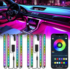 2 Pack Car LED Lights Interior, Ambient Lighting Car with Smart APP Control, Multicolor Interior LED Lights with Music Mode for Truck Jeep SUV, DC 12V