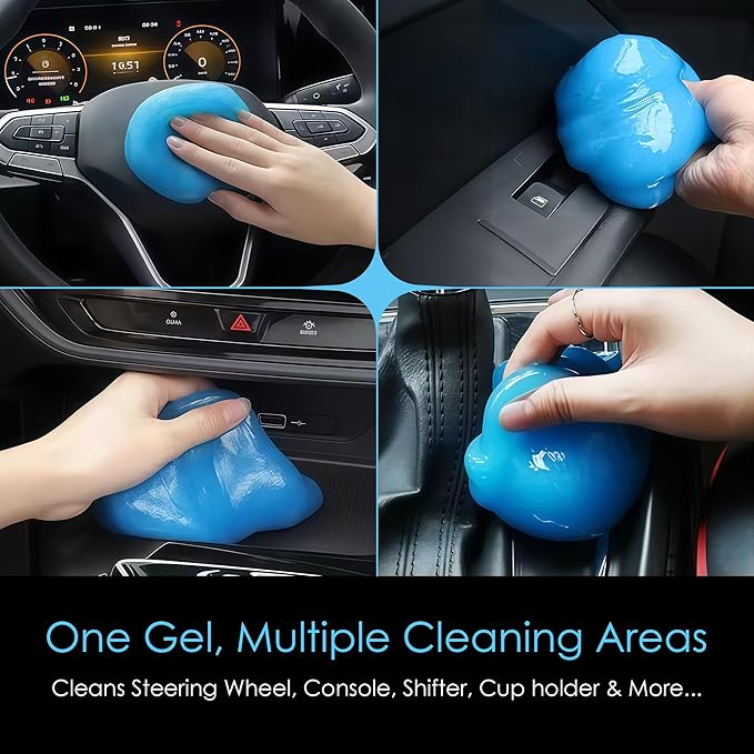 Car Cleaning Gel Putty, Reusable Dust Removal for Keyboard, Car Interior, Air Vents, Dashboard & Tight Spaces | Auto Detailing Putty (Blueberry Scent)