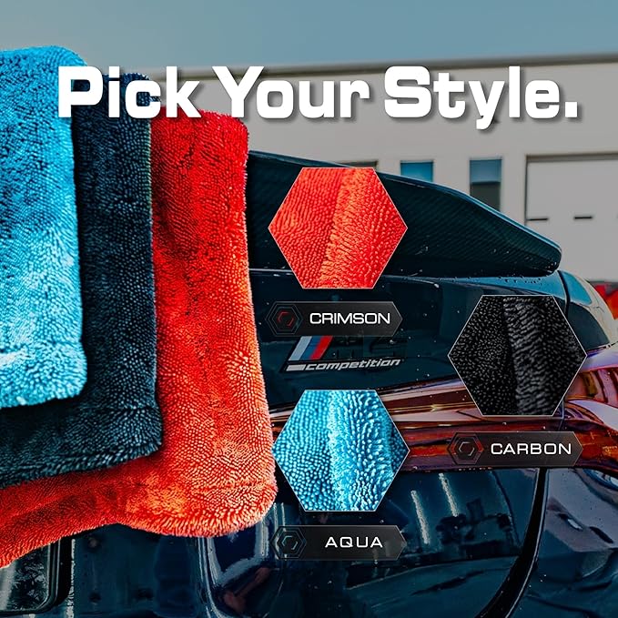Blackline Car Drying Towel - 2ftx3ft XL-Popular Pick Among Detailing Pros -Aqua 1300 GSM Microfiber Accessory - Absorbs Over 8lbs of Water - Leaves No Streaks, Spots or Scratches - Dries an Entire Car