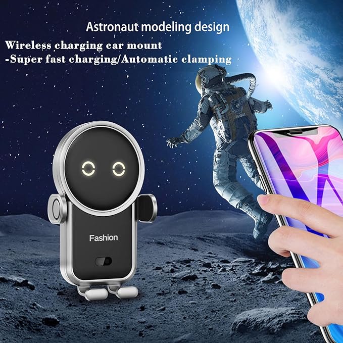 Cell phone holder wireless car charger,15W Auto Clamping Phone holders for your car fit for iPhone 16 15 14 13 12 Mini Pro Max 11 XR, Samsung Galaxy S24 Ultra S23 S22 S21+ Note 20 (Silver)