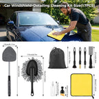 17Pcs Car Cleaning Kit Windshield Cleaner Tool with 3 Extra Microfiber Pads Car Interior Detailing Brushes Dash Duster & Microfiber Towels All-in-One Car Cleaning Supplies for Women Men