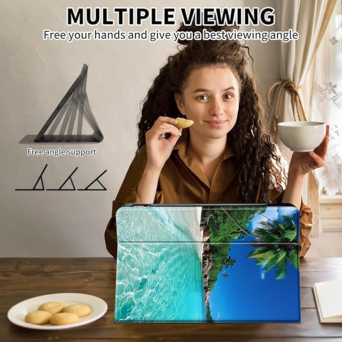 for Kindle Paperwhite Case,6" Kindle Paperwhite 4 10th Generation Case 2018 & Kindle Paperwhite Signature Edition,Leather Slim Adjustable Stand Cover Auto Wake/Sleep,Green Sea Beach