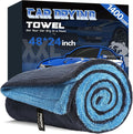PUGPIU Microfiber Car Drying Towel Extra Large Super Absorbent 48"X24", 1400 GSM Flash Detail Car Wash Drying Towel Edgeless with Two Sided Soft Twisted-Loop, No Water Spots Streaks for Cars (Blue)