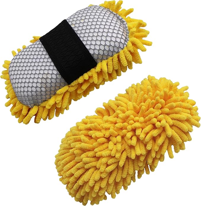 Goodyear 2-in-1 Microfiber Car Wash Sponge - Dual Weave Microfiber - Lint-Free - Non-Abrasive - Auto Detailing