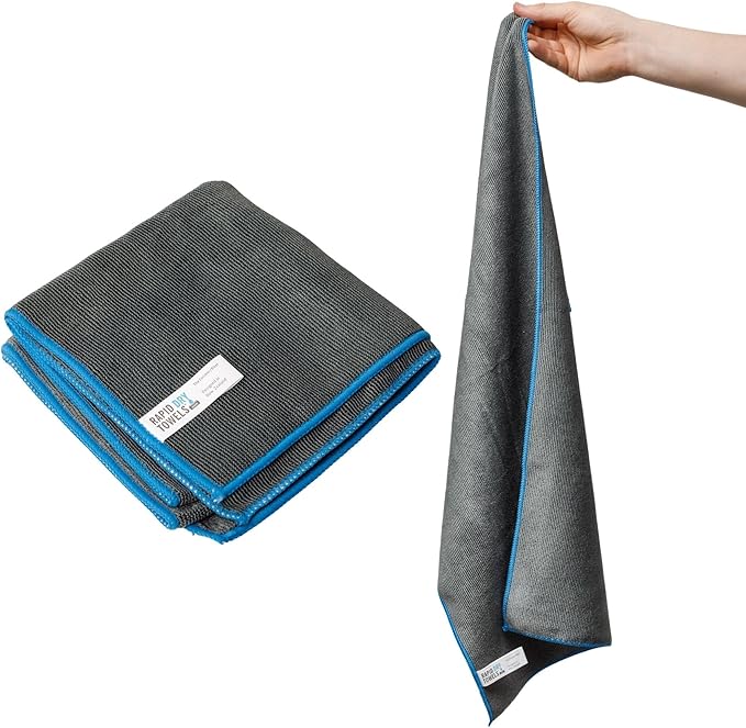 Rapid Dry Towels The Finisher Premium Microfiber Detailing & Utility Towel | 70 x 40cm | Channel Weave Lint-Free Cleaning Cloth | Scratch-Free Car Towel for Glass Chrome Interior & Home Cleaning