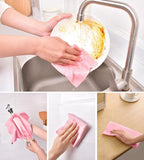 KitchLife Microfiber Cleaning Cloth Roll - Tear-Away Reusable Microfiber Paper Towels, Lint-Free, Washable, 20 Sheets for Kitchen, Car, Dishes, and Sensitive Surfaces (Pink)