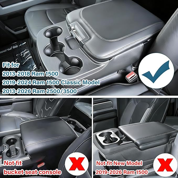RAVOTOM Center Console Hanging Organizer Box Compatible with 2013-2024 Dodge Ram 1500 & 2013-2026 Ram 2500/3500 Interior Accessories Cup Holder Expander Storage Box (Jump Seat Only)