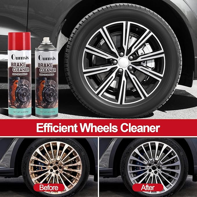 Brake Cleaner, Non-chlorinated Brake Cleaner Spray Can, Oil-Dust-Rust Remover for Disc, Caliper, Spring, Clutch, Rotor, Pad, 14.82 oz 2Can