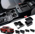 Mabett Center Console Storage Organizer and Dual Cup Holder for Ford Maverick 2022-2026 Accessories, with Door Handle Storage Organizer, Center Console Armrest Organizer Set Fit Maverick (7PCS)