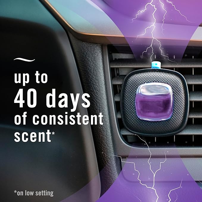 Febreze AUTO Air Freshener, Odor-Fighting Automotive Vent Clip, Midnight Storm Scent, 8 Count