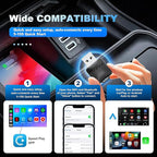 2-in-1 Wireless CarPlay & Android Auto Adapter, Mini USB Design for Cars with Built-in Wired Apple CarPlay 2025 Upgrade Plug & Play CarPlay Dongle Converts Wired CarPlay to Wireless, Fast Auto-Connect