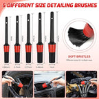 Nilight 15PCS Car Detailing Kit Auto Cleaning Tools Wash Set with Storage Carry Bag Beginners Easy to Use for Interior Exterior Car Care Clean Windshield Dashboard Seat Air Vents Wheels Tires, Red
