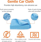 Amazon Basics Super Absorbent Microfiber Car Drying Towel, Scratch-Free, Streak-Free, Lint-Free, 36"L x 25"W, Blue