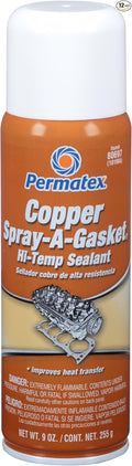 Permatex 80697-12PK Copper Spray-A-Gasket Hi-Temp Adhesive Sealant, 9 oz. net Aerosol Can (Pack of 12)
