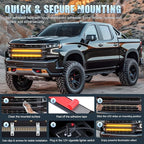 Nilight 2PCS 24 inch Truck Grille Strobe Lights Strip 384 LED Emergency Light Amber Flexible Side Flashing Warning Caution Safety Waterproof Lighting Kit for Trucks Tow Plow Construction Vehicles