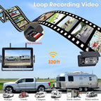 HD 1080P Magnetic Wireless Backup Camera: 1-Min Easy Install No Wiring 25H Long Battery Life for Long Travel - 7" Recording Monitor Dual Solar Backup Cameras for RV Trailer Camper Truck