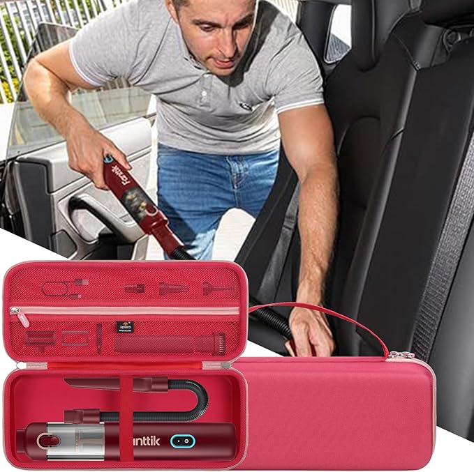 Aproca Storage Case Compatible with Fanttik Slim V8 Apex / V8 Mate / V10 Apex / V10 Mate Cordless Car Vacuum, Portable Bag for Accessories - Red (Case Only)
