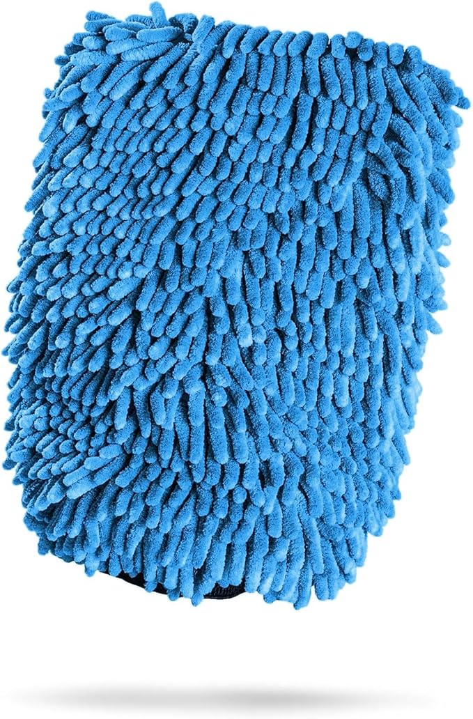 Adam's Chenille Car Wash Mitt - Premium Soft Microfiber Washing Glove for Car Cleaning & Detailing, Safe, Scratch-Free for Auto, Truck, RV, Motorcycle & More (Blue, 1pk)