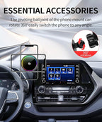 Qi2.2 25W Magnetic Car Mount Charger for 2020-2026 Toyota Highlander Accessories, for Fast Charging Cell Phone Holder 8 Inch Screen Fixed Clip with Cooling Fan＆54W Fast Adapter