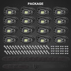 Rock Lights for Trucks-24Chip High Power 6000k Pure White, 15FT Cable Each Light, Aluminum Case, Waterproof IP68 Underglow Lights for Cars Jeep UTV ATV(16 PCS)