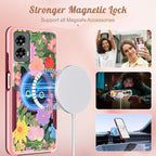 for Moto G 5G 2024 Case - Compatible with MagSafe Women Girls Cute Magnetic Protective Phone Cover Girly Cat Flower Floral Heavy Duty Shockproof Design for Motorola Moto G 5G 2024 Cases