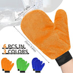 Teenyyou 6 Pcs Microfiber Dusting Mitt Car Wash Mitts Cleaning Glove with Thumb Reusable Terry Dusting Gloves with Elastic Wrist Cuff for Car Wheel Plants House Kitchen(Bright Color,9.84 x 7.87 Inch)