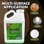 Eco-Poly Polyurethane Sealer — Non-Toxic, Low Odor, Quick-Dry Water Based Protective Spar Varnish for Indoor & Outdoor, Clear Matte 1 Gallon Polyurethane Sealant for Wood, Concrete, Multiple Surfaces