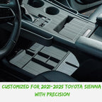 Lower Center Console Organizer for 2021-2026 Toyota Sienna, Soft Silicone Car Interior Storage Organizer with Multiple Compartments