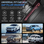 Car Seat Gap Filler 2Pack, Inserts Between Seats Console with Organizer Storage Upgraded Phone Holder Side Seat Gap Fillers Cars Front Seats Fill Plug Car Essentials for Vehicle SUV Truck (Wine Red)