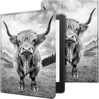 for Kindle Paperwhite Case,6" Kindle Paperwhite 4 10th Generation Case 2018 & Kindle Paperwhite Signature Edition,Leather Slim Adjustable Stand Cover Auto Wake/Sleep,Black Cute Cow