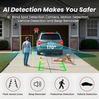 Backup Camera HD 1080P Wired Easy Setup Plug-Play Rear View License Plate Bracket Camera Motion Detection IP69 Waterproof - 4.3 inch Monitor Full Color Clear Night Vision Camere for Car Truck SUV RV