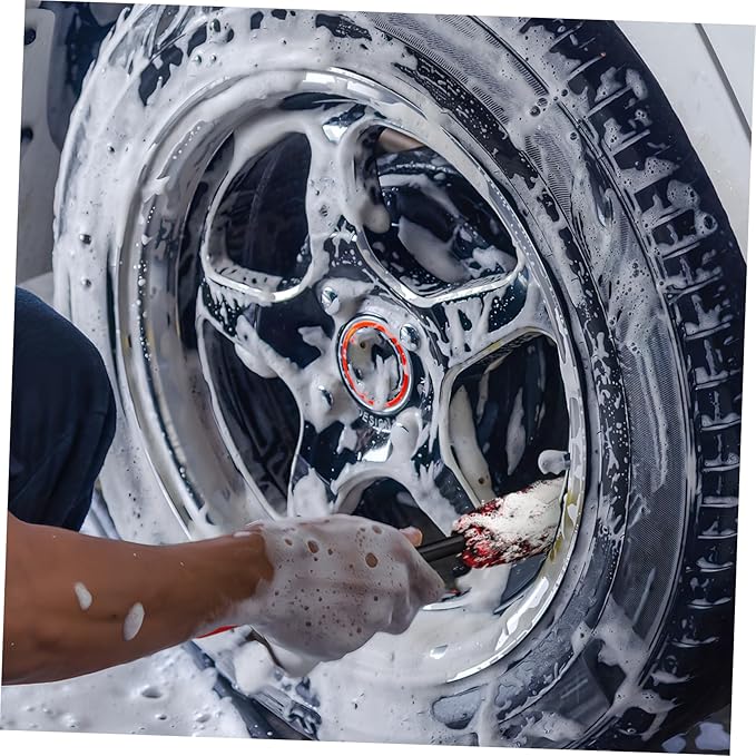 PRETYZOOM 3pcs Wheel Cleaning Brushes Set Soft Bristle Car Detailing Tire Brush for Effortless Wheel Rim Cleaning Versatile for Vehicles Design