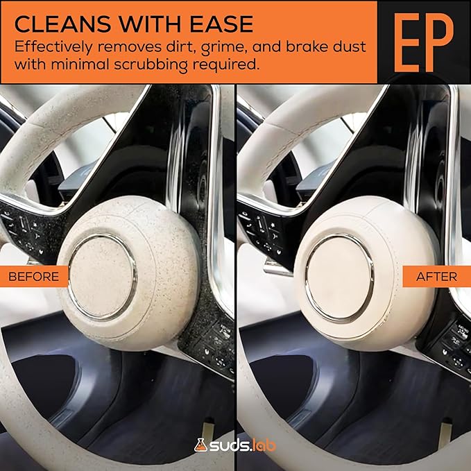 Suds Lab Elite-Plush Detailing Brush with Stand – Ultra-Soft Detailing Brushes with Synthetic Bristles – Metal-Free Auto Brush for Scratch-Free Cleaning on Piano Black & Clusters
