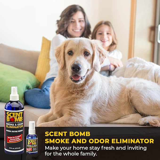 Scent Bomb Odor Eliminator Spray Enzyme Based Strong Pet Odor Eliminator for Home, Air Freshener for Room, Bathroom and Kitchen, Removes Smoke Dog Pee Cat Urine Poof Smell Deodorizer, 2 Bottle
