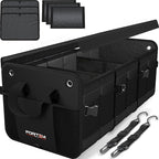 FORTEM Trunk Organizer For SUV Car Organizer and Storage, Multi-Compartment Storage Bag Car Accessories for Women Men, Perfect Christmas Gifts, 1680D Oxford, Non Slip Bottom, Straps, Soft Cover (90L)