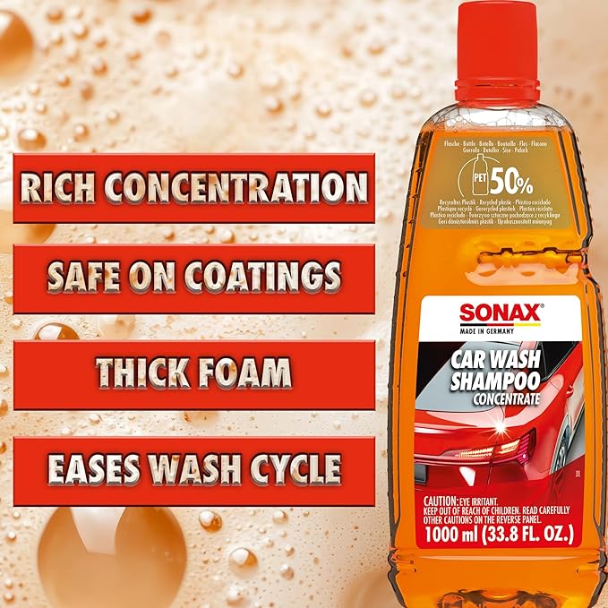 SONAX Car Wash Shampoo Concentrate 314500 | High-Foaming pH-Neutral Formula for Effective Cleaning | Safe on All Paint Wax Sealants & Coatings | Removes Dirt Grime and Road Film | 5L