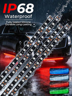 LED Strip Lights 12V Cuttable IP68 Waterproof 12 Inch Interior Exterior Underbody Light for Car SUV Truck Motorcycle Boat Golf Cart 18 SMD 5050 Red 4 Pack