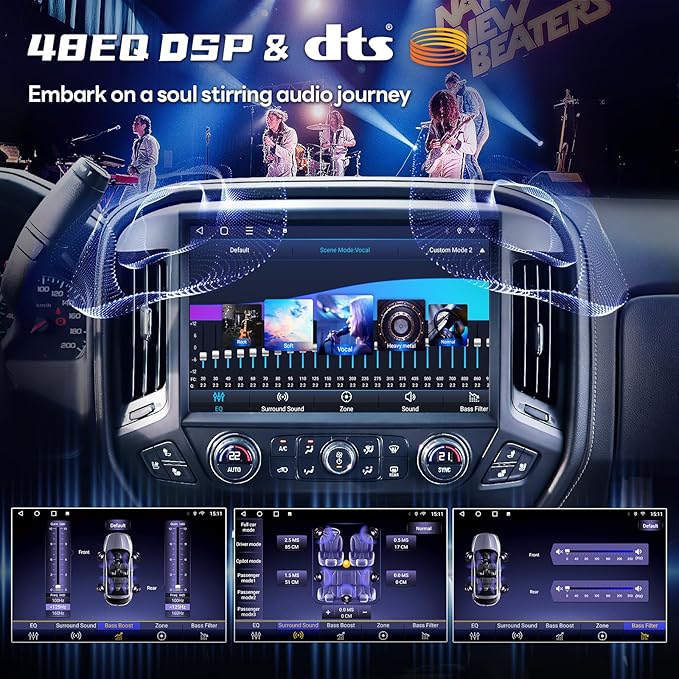 13.1" 8Core 8+128G Car Radio for Chevy Silverado GMC Sierra 2014-2018,5Ghz WiFi Android 13 2K Screen Radio Wireless CarPlay Android Auto BT DSP 48EQ Backup Camera Mic,Black